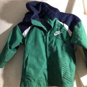 Nike Green and Navy Hooded Kids Rain Jacket
